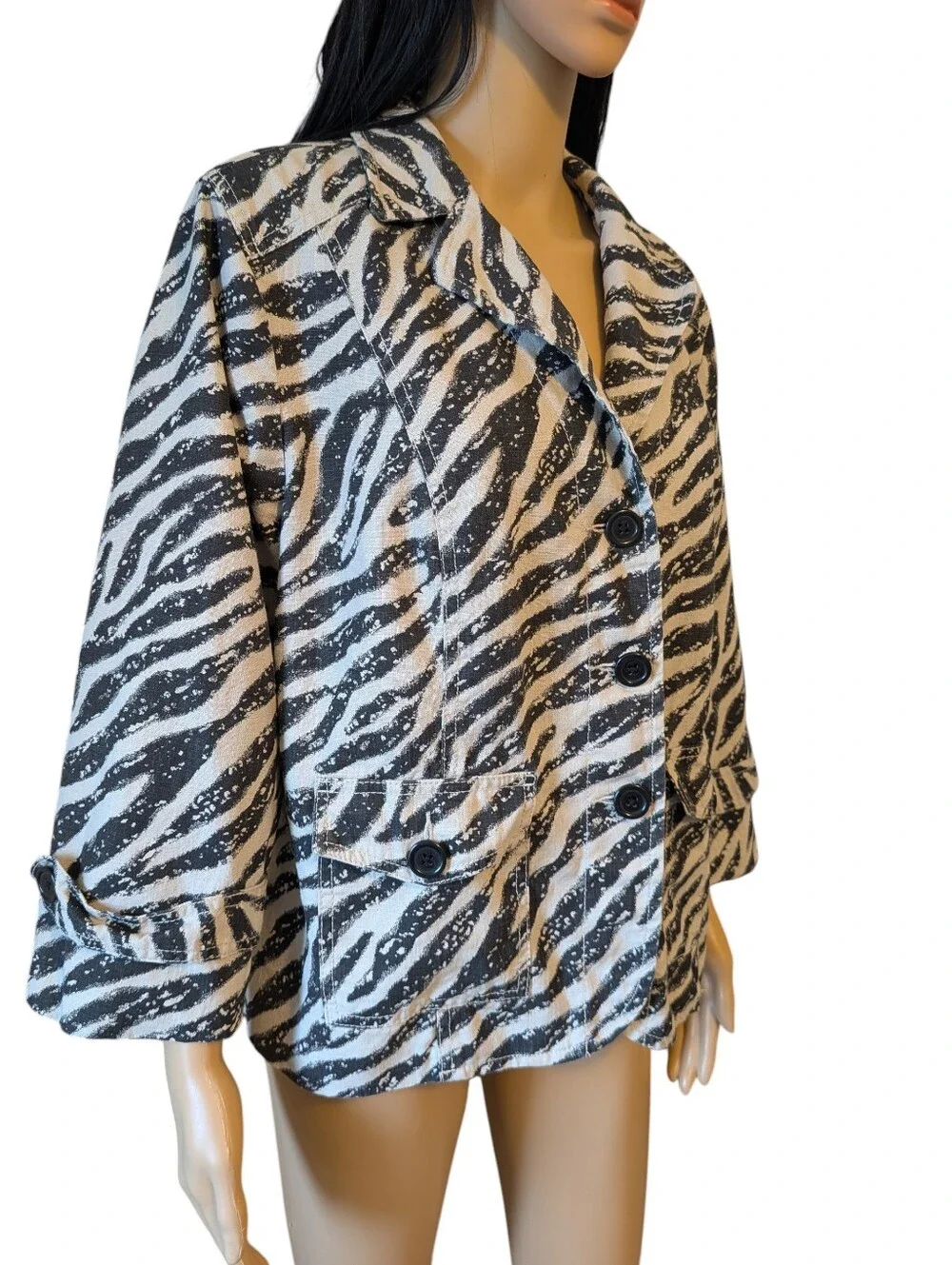 Studio Works Linen Blend Jacket Zebra Print XL